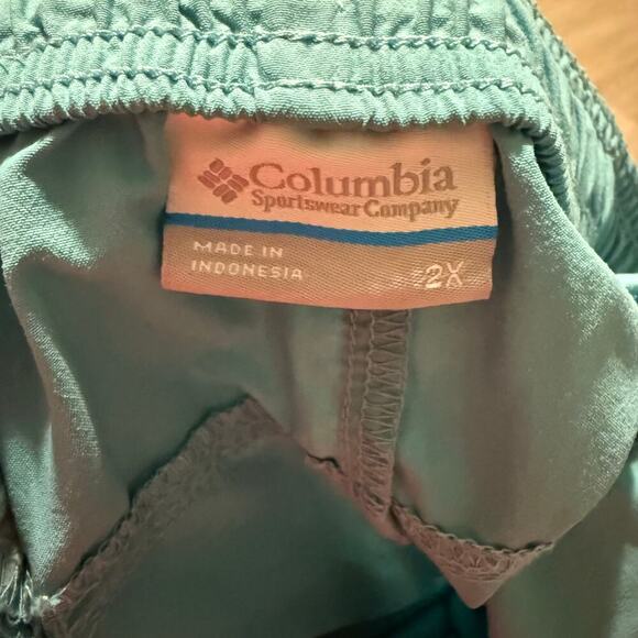 Columbia Women’s Nylon Drawstring Shorts 2X Green Quick Dry Pockets Lightweight - Picture 2 of 9